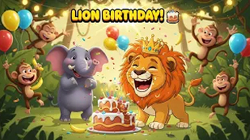 Sheru Lion Birthday Song 🦁🎂 | Jungle Animal Birthday Party Song for Kids | Fun Cartoon Nursery Rhyme
